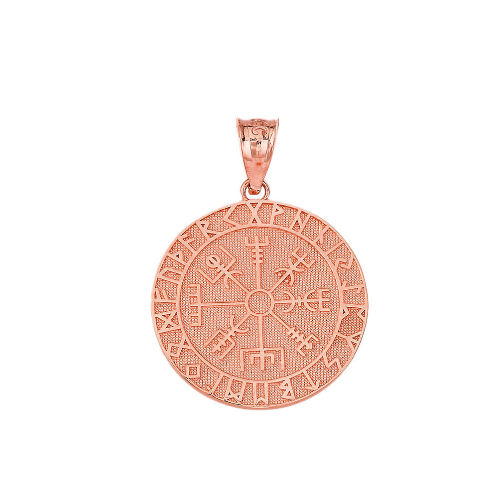 Solid Gold Vegvisir Viking Norse Compass Pendant Necklace, view 4