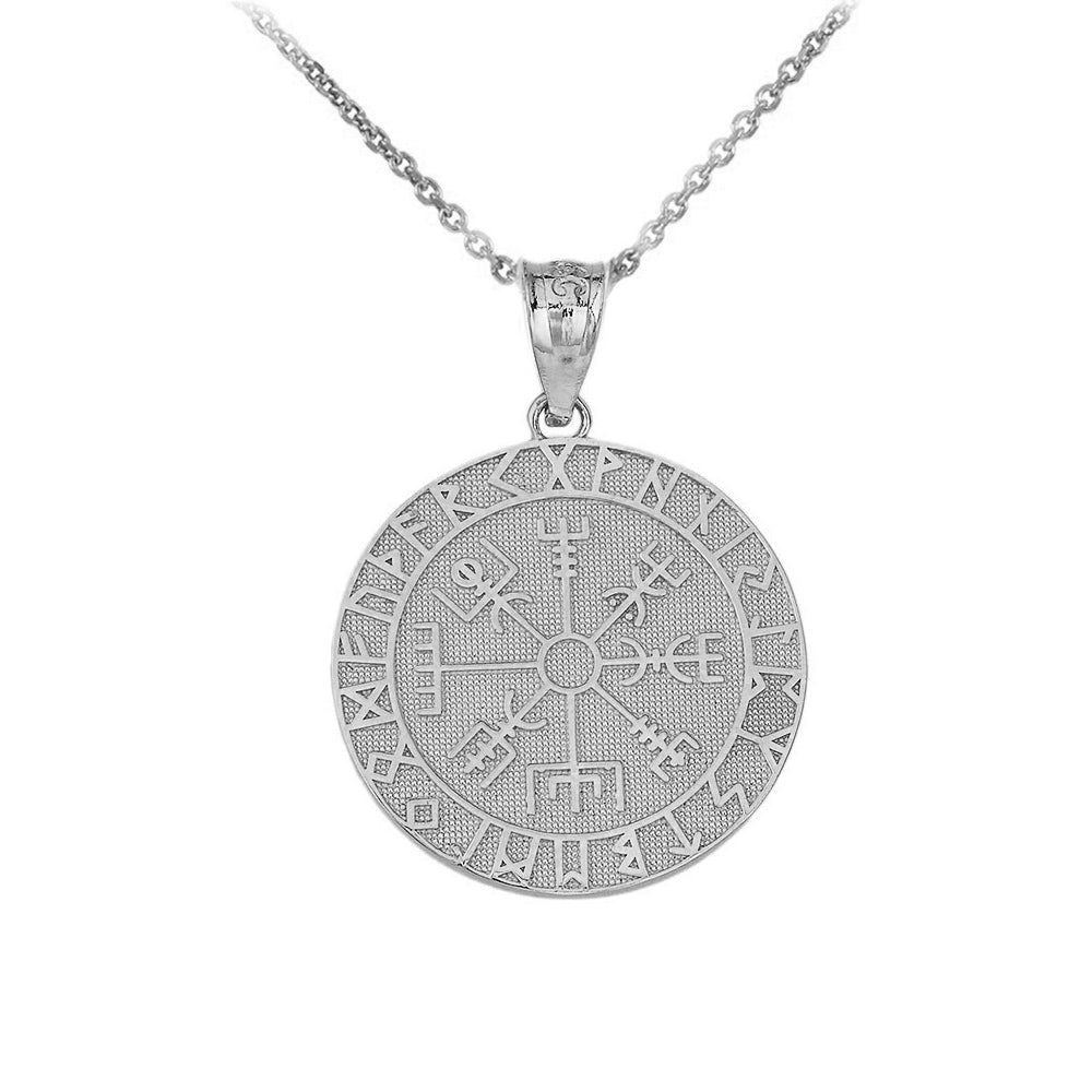 Solid Gold Vegvisir Viking Norse Compass Pendant Necklace, view 5