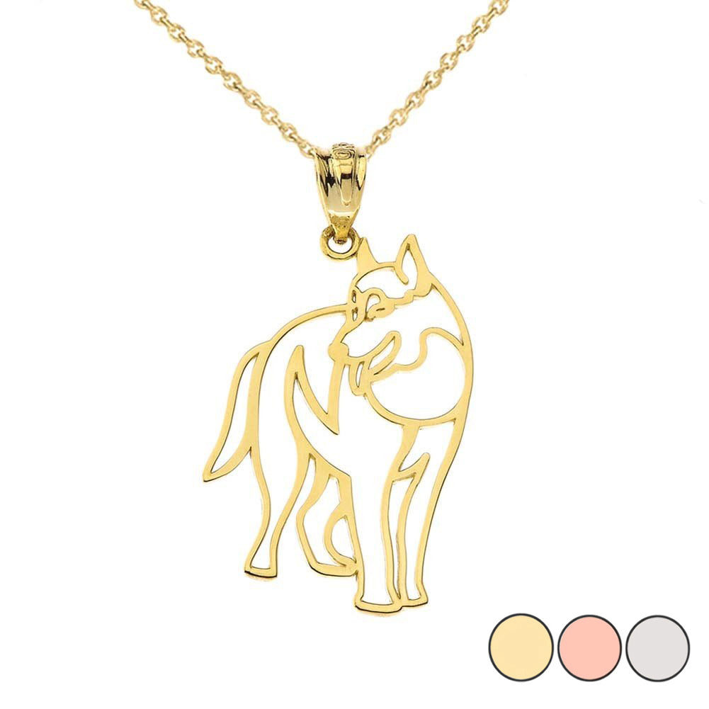 Solid Gold Wolf Cut Out Pendant