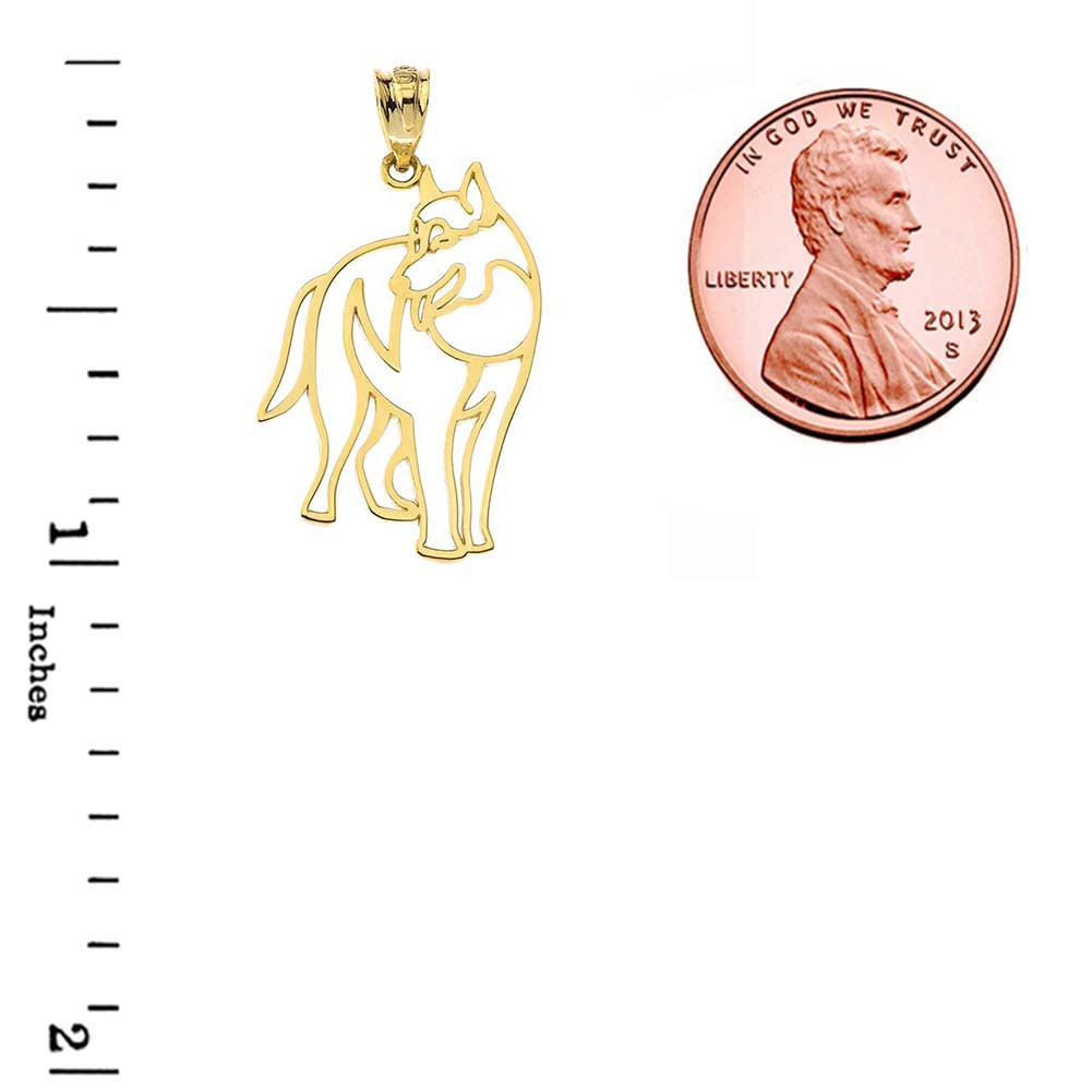Solid Gold Wolf Cut Out Pendant, view 2
