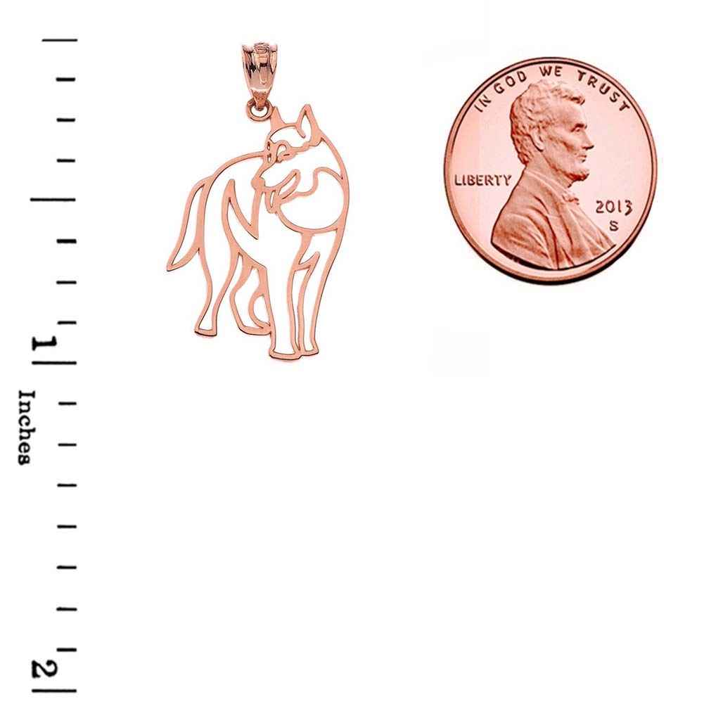 Solid Gold Wolf Cut Out Pendant, view 4