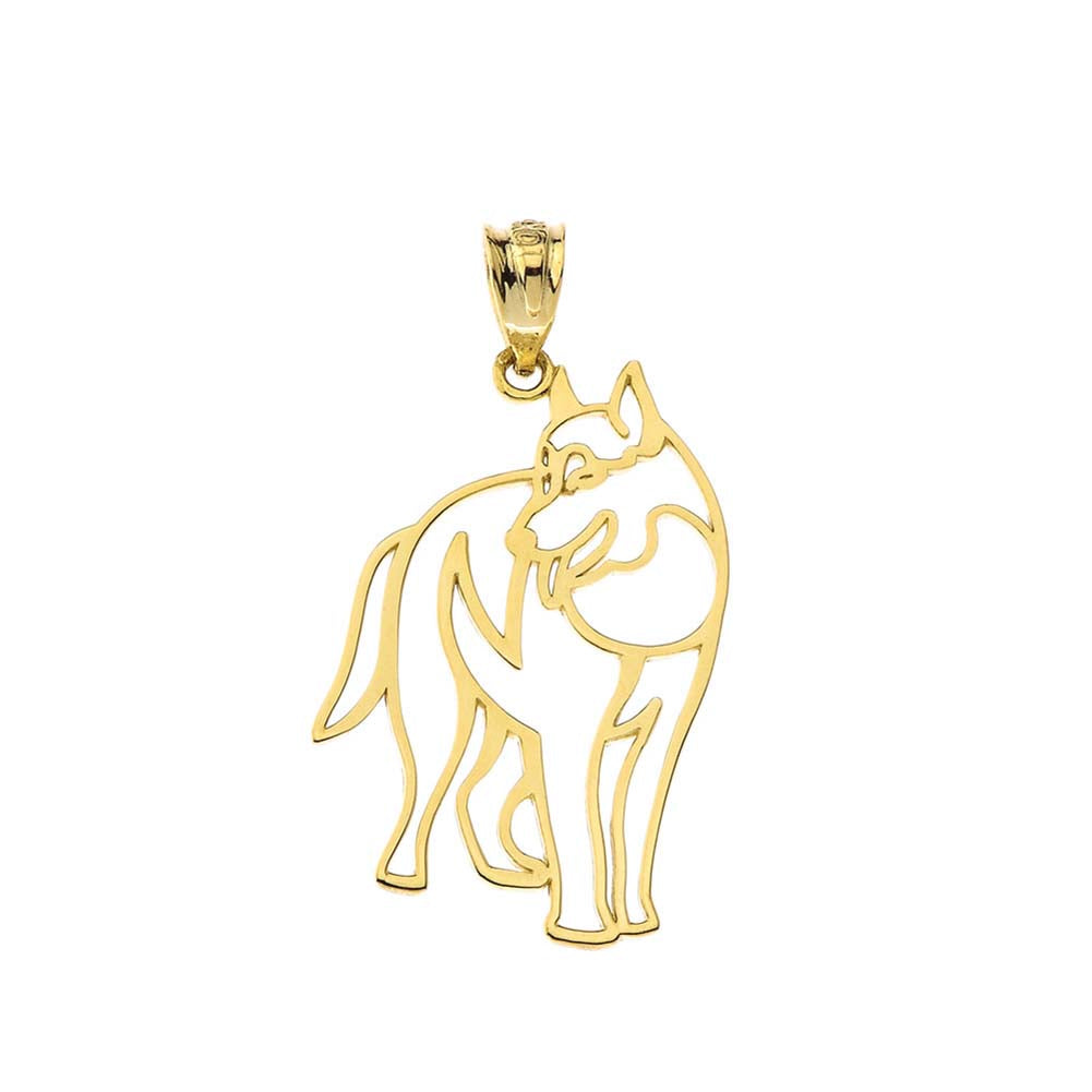 Solid Gold Wolf Cut Out Pendant, view 7