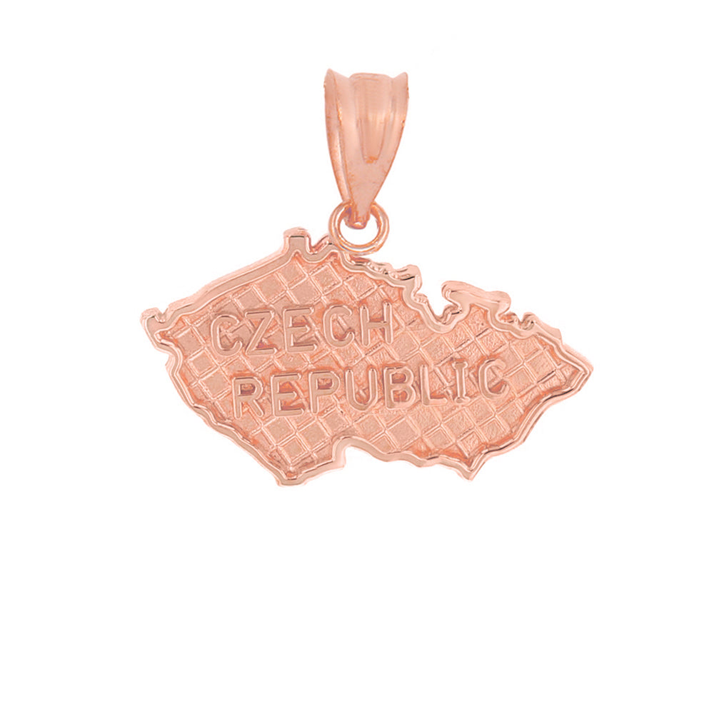 Solid Rose Gold Country of Czech Republic Geography Pendant Necklace, view 2