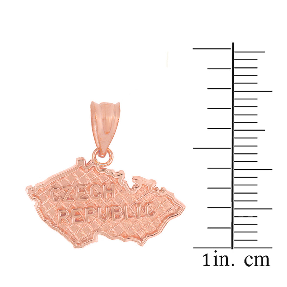 Solid Rose Gold Country of Czech Republic Geography Pendant Necklace, view 3