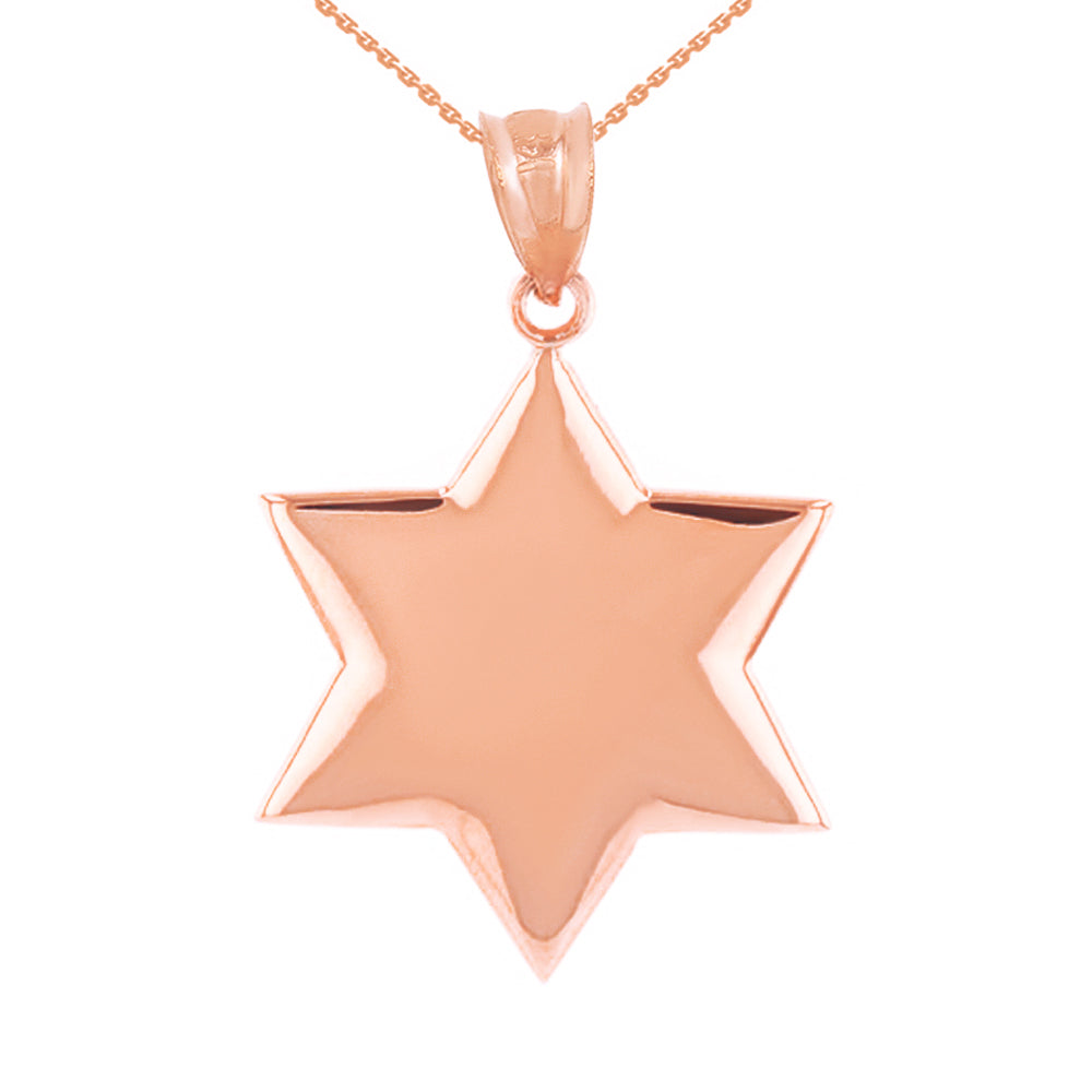 Solid Rose Gold Star Pendant Necklace