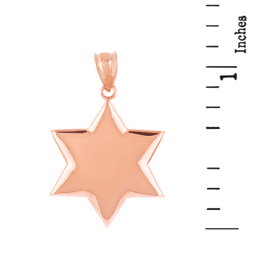 Solid Rose Gold Star Pendant Necklace, view 3