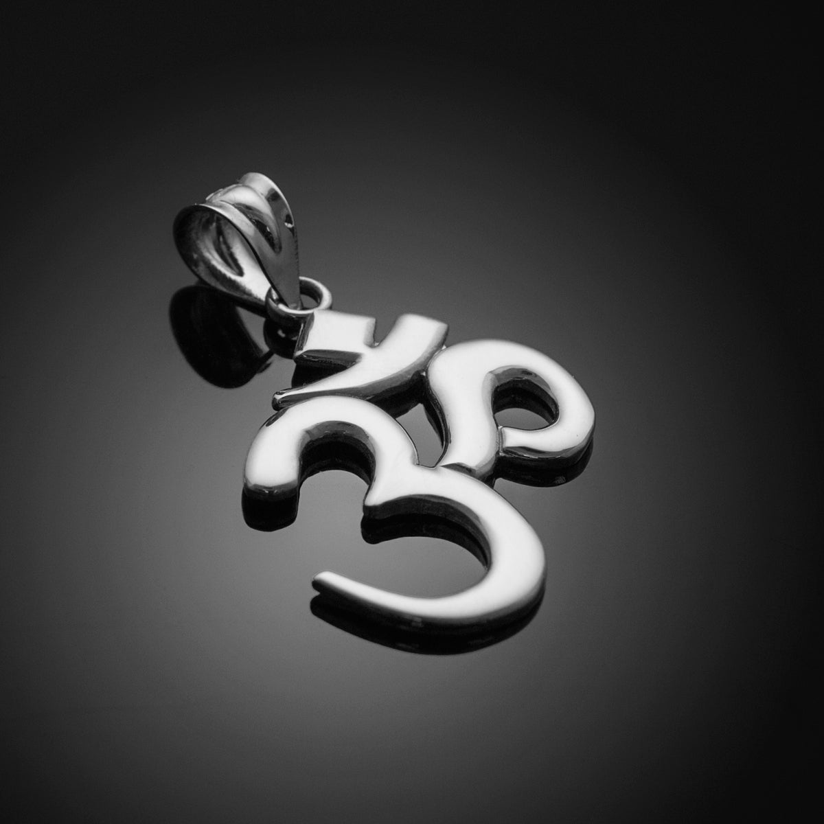 Solid Silver Om/Ohm Pendant Necklace, view 4