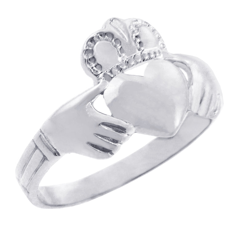 Solid Silver Traditional Claddagh Ring, view 2