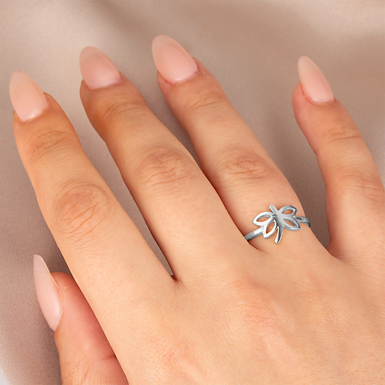 Solid Sterling Silver Firefly Ring, view 2