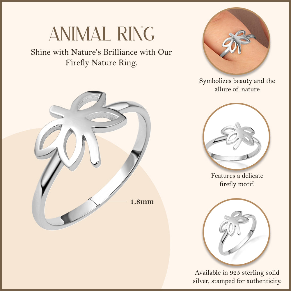 Solid Sterling Silver Firefly Ring, view 3
