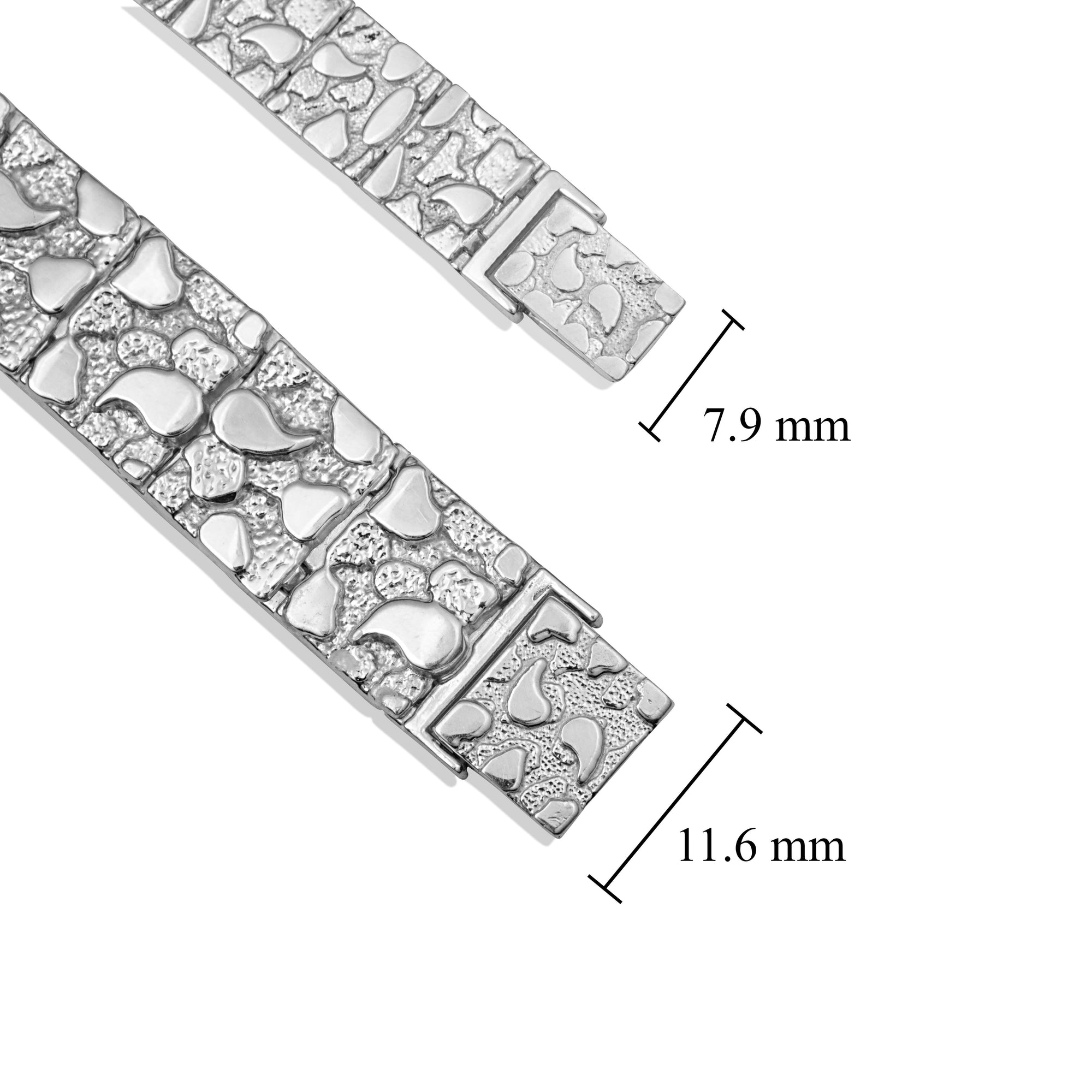 Solid Sterling Silver Heavy Nugget Bracelet, view 3