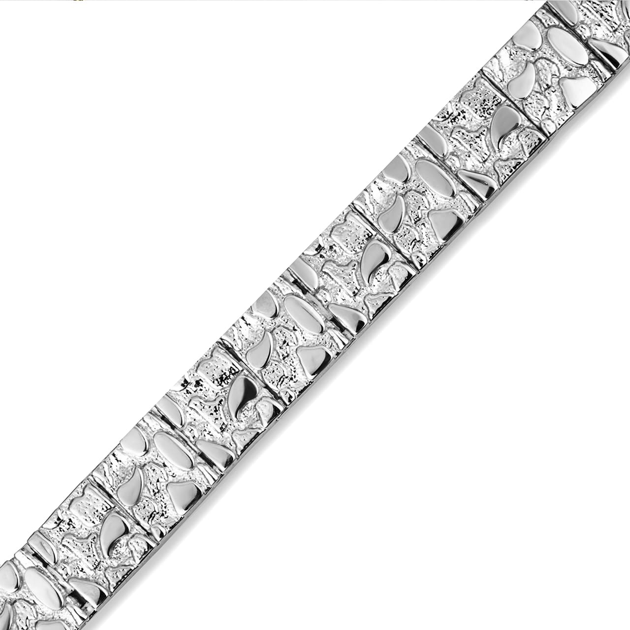 Solid Sterling Silver Heavy Nugget Bracelet, view 4