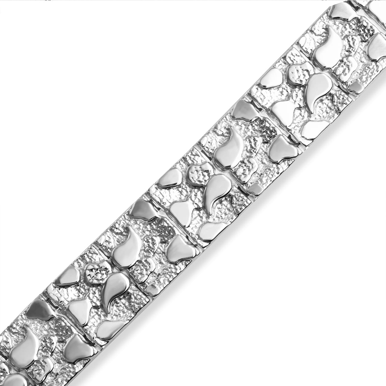 Solid Sterling Silver Heavy Nugget Bracelet, view 5