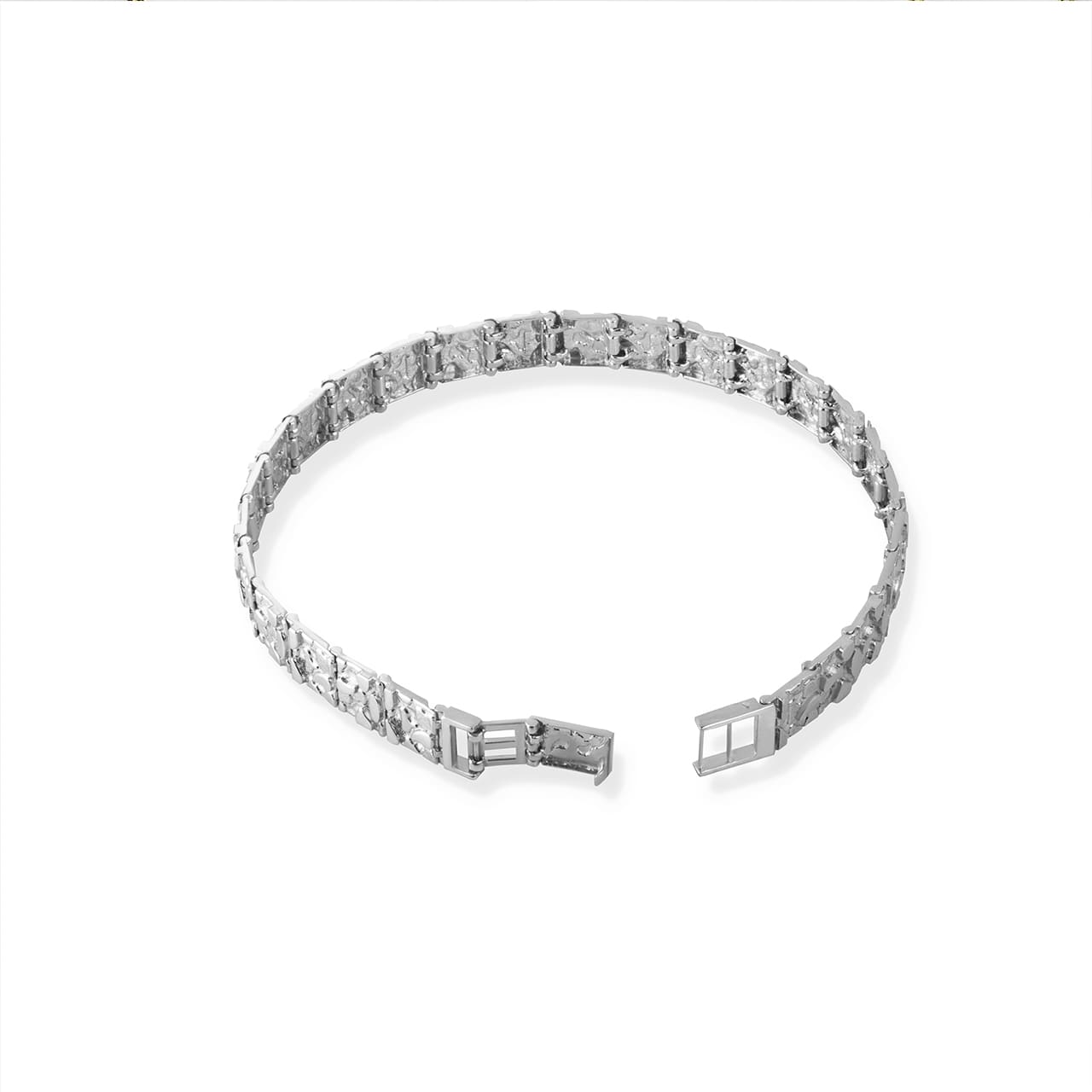 Solid Sterling Silver Heavy Nugget Bracelet, view 6