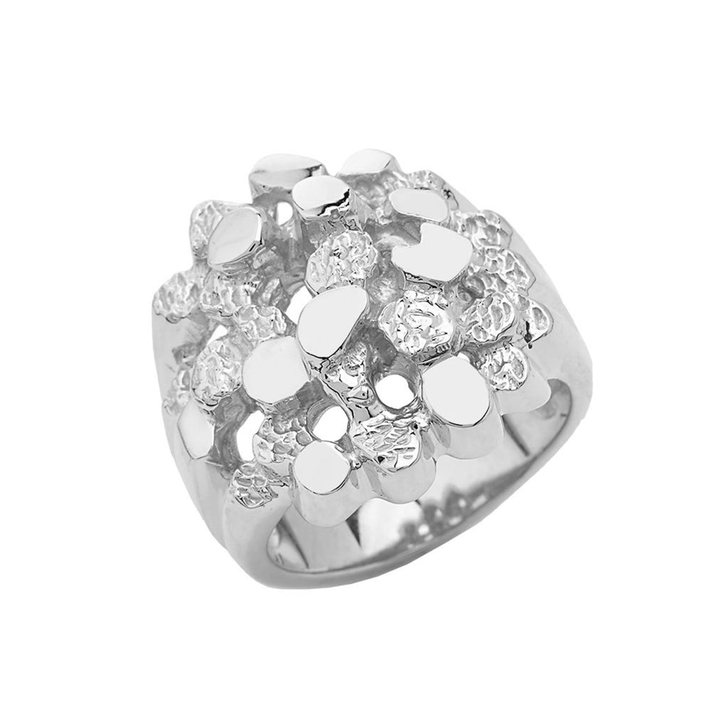 Solid Sterling Silver Nugget Men's Ring