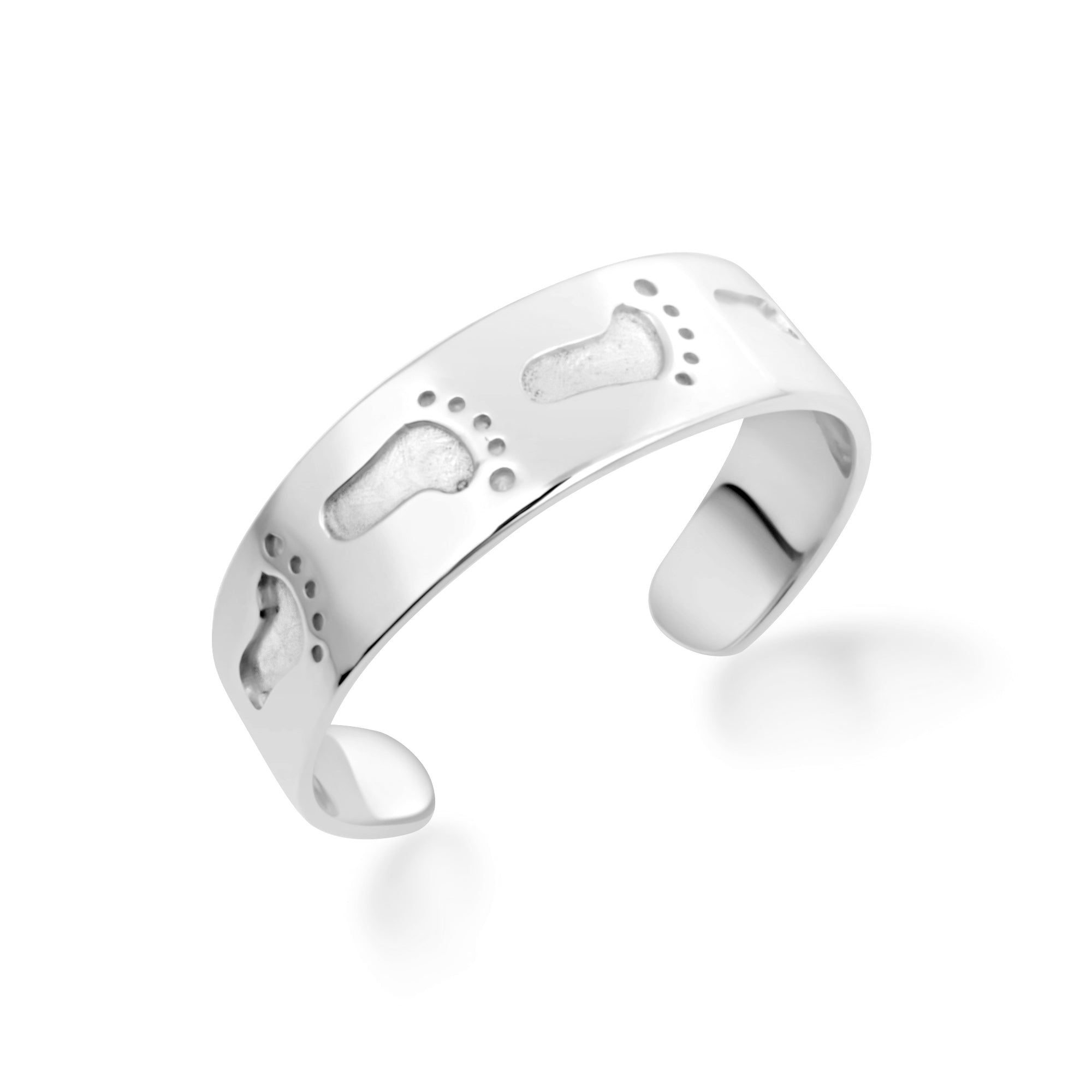 Solid White Gold Footprint Toe Ring