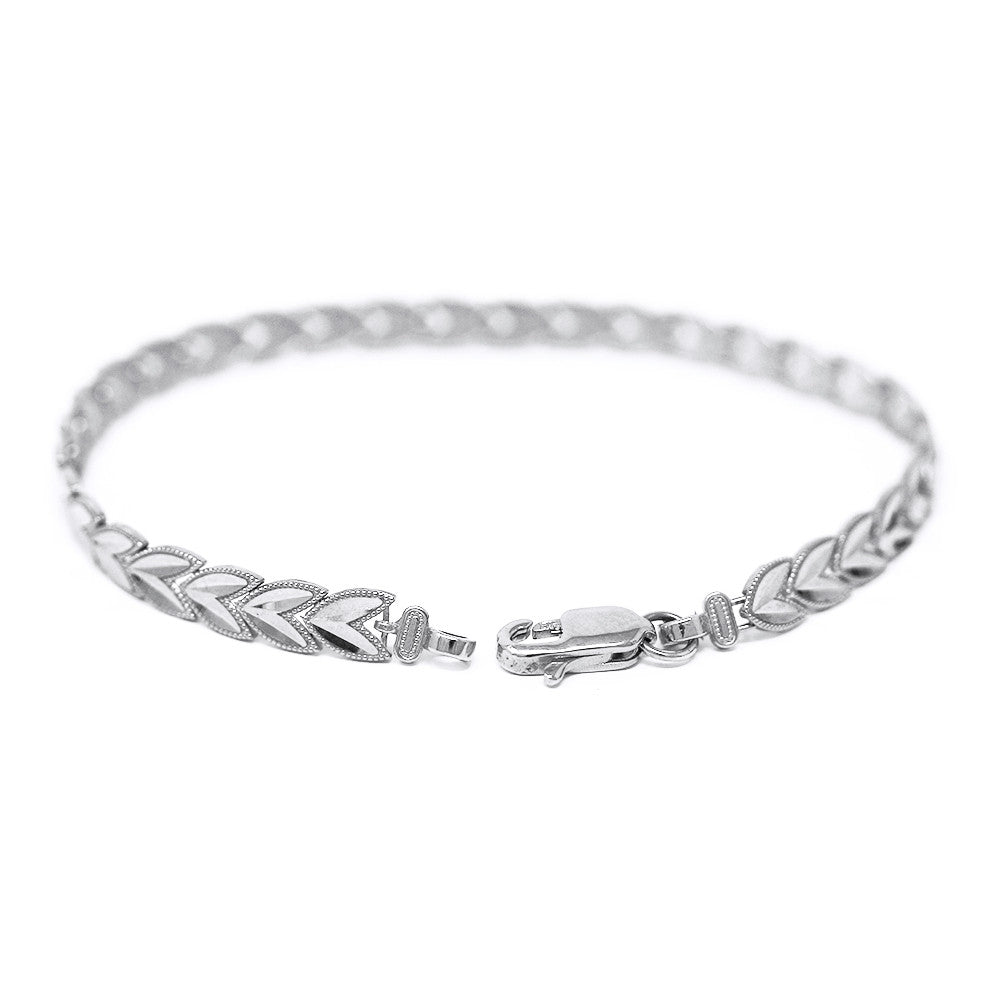 Solid Yellow Gold And White Gold Chevron Leaf Link Sparkle Cut Women's Bracelet (5.33 mm), view 2