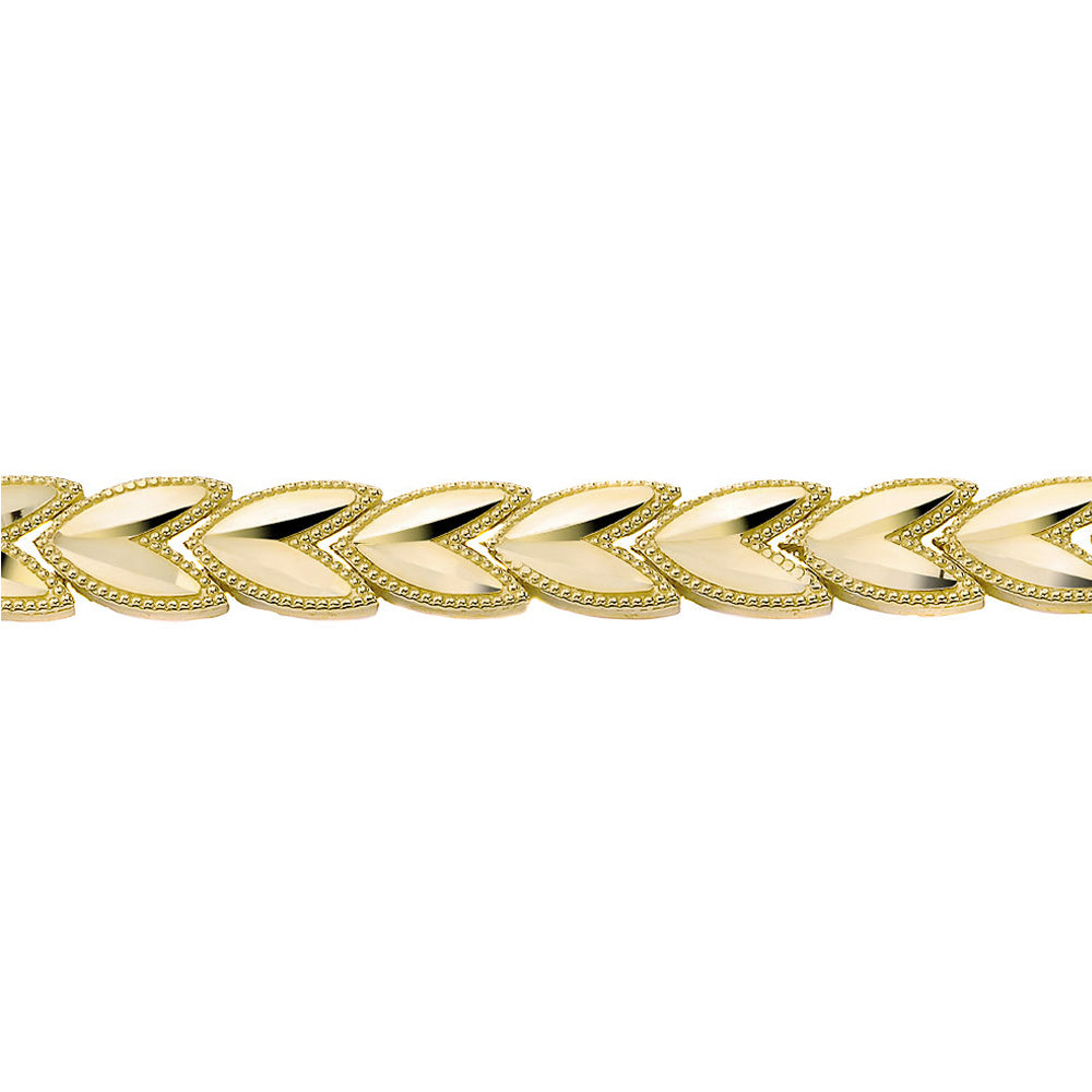Solid Yellow Gold And White Gold Chevron Leaf Link Sparkle Cut Women's Bracelet (5.33 mm), view 3