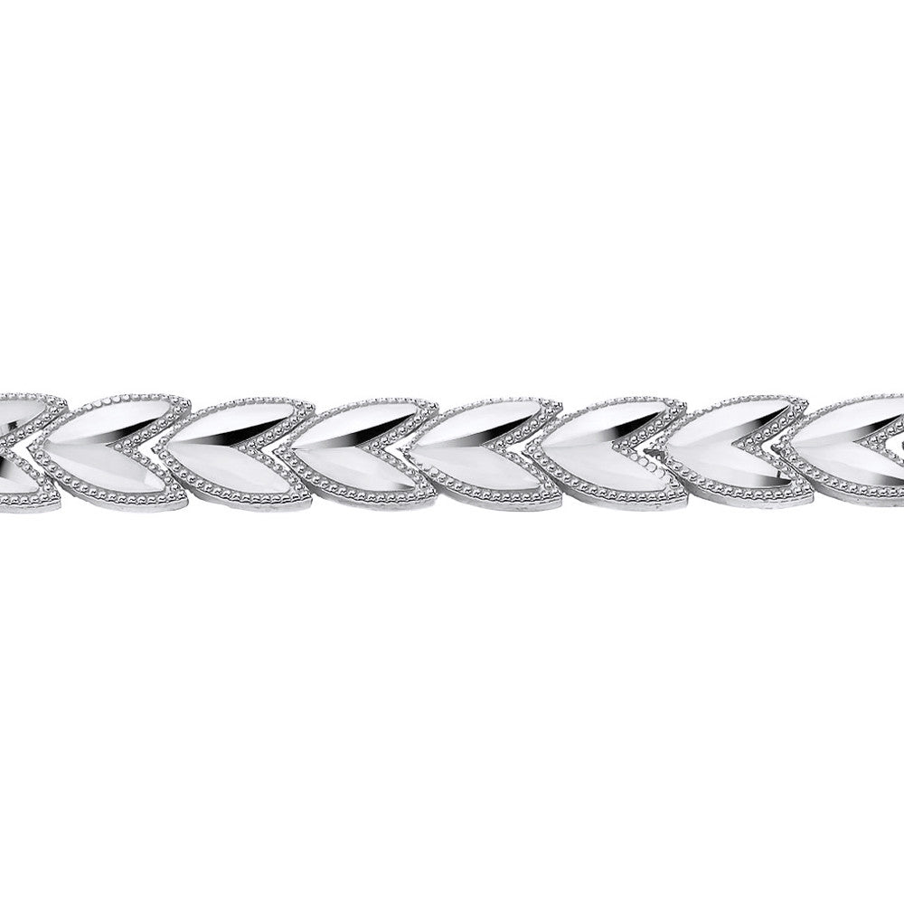 Solid Yellow Gold And White Gold Chevron Leaf Link Sparkle Cut Women's Bracelet (5.33 mm), view 4