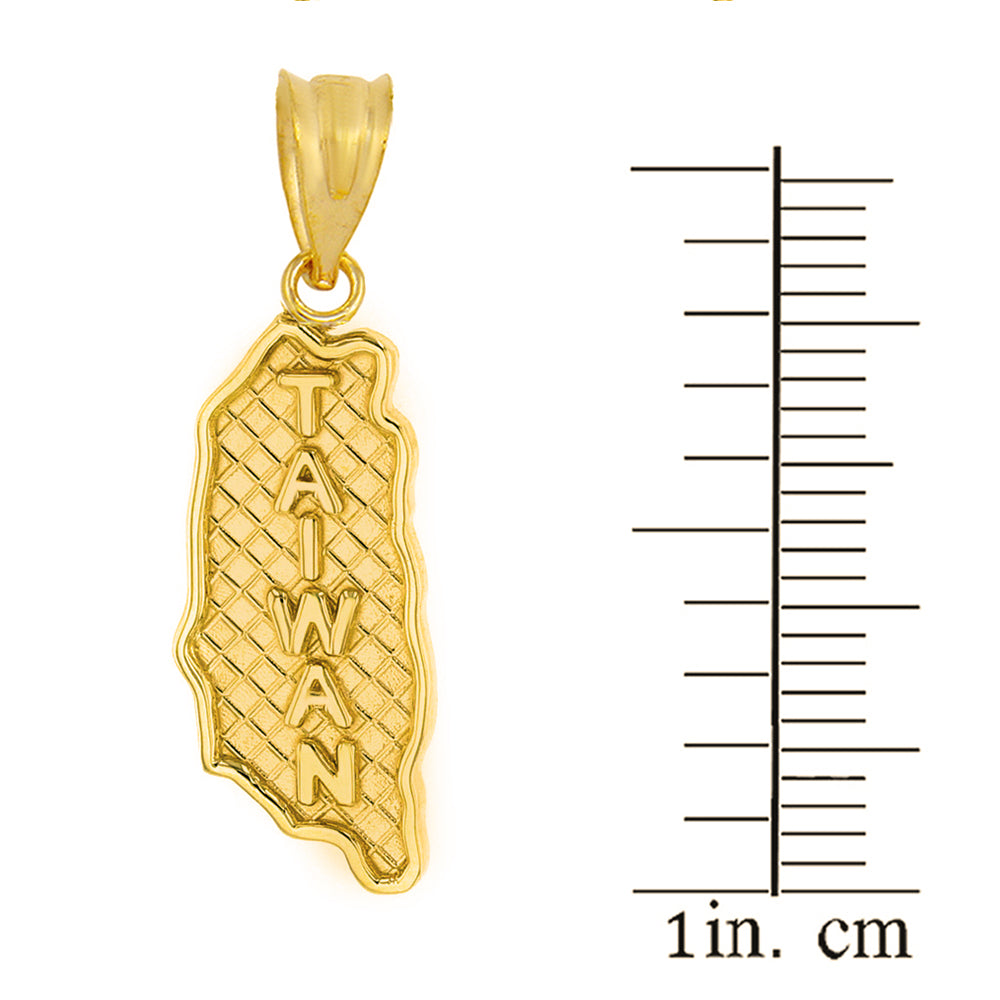 Solid Yellow Gold Country of Taiwan Geography Pendant Necklace, view 3