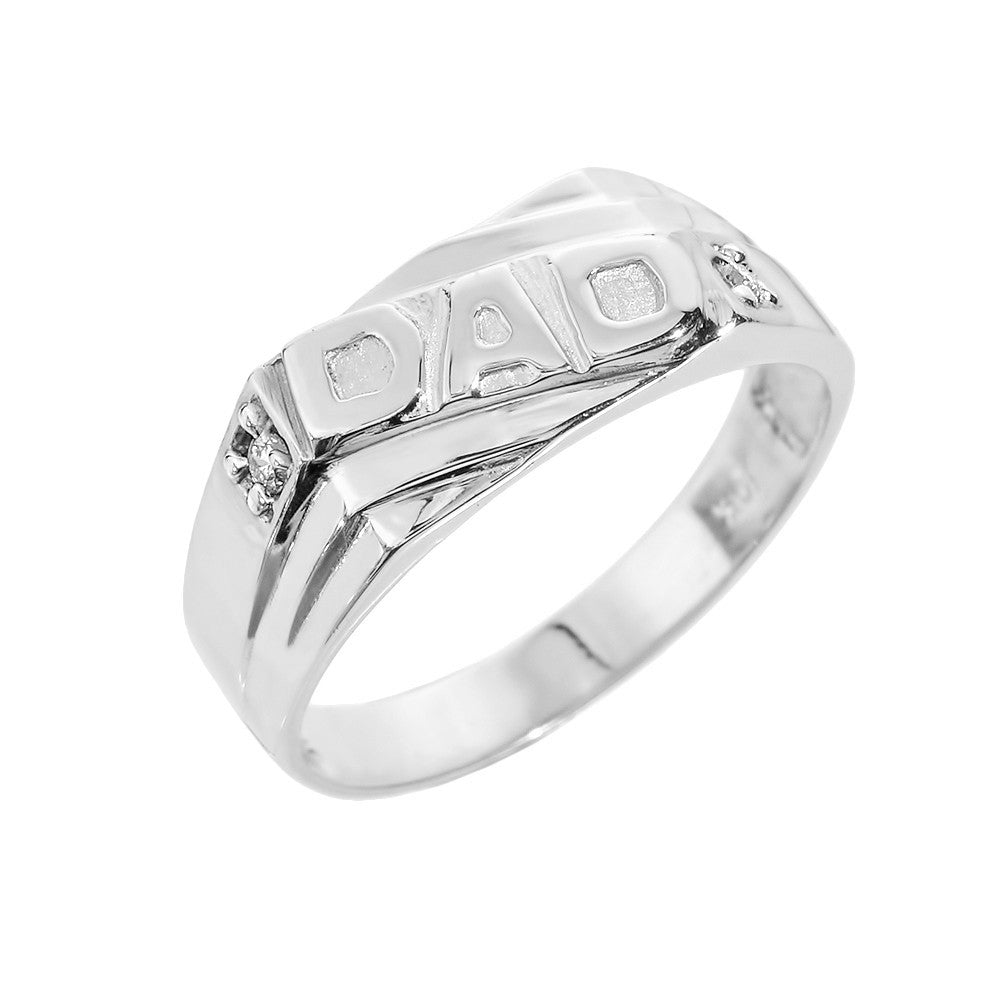 Solid Yellow Gold Men's Diamond "DAD" Ring, view 2