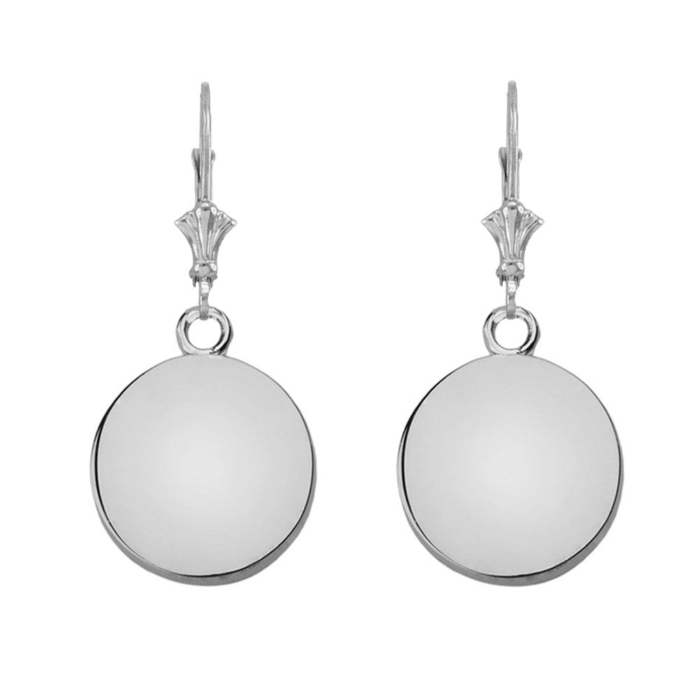 Solid Yellow Gold Simple Round Leverback Earrings, view 4