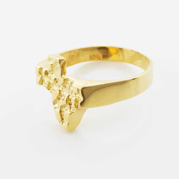Solid Yellow Gold Texas State Nugget Ring, view 2