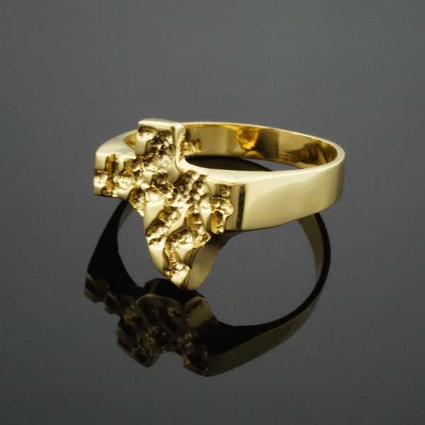Solid Yellow Gold Texas State Nugget Ring, view 3