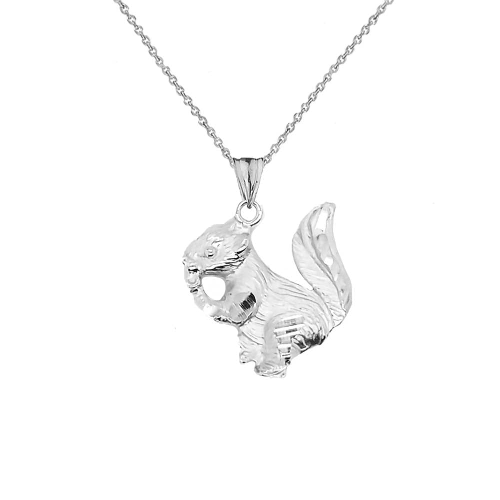 Squirrel Pendant Necklace In Sterling Silver