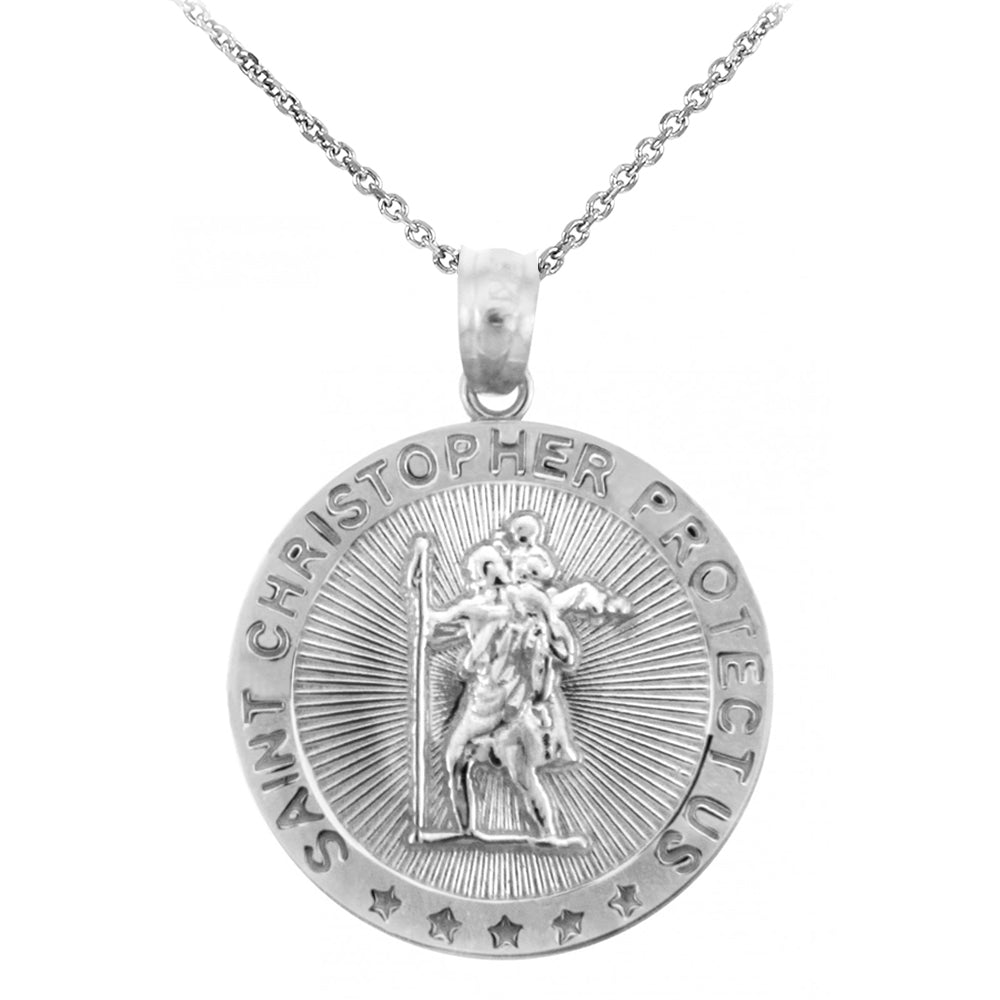St. Christopher Sterling Silver Coin Pendant Necklace