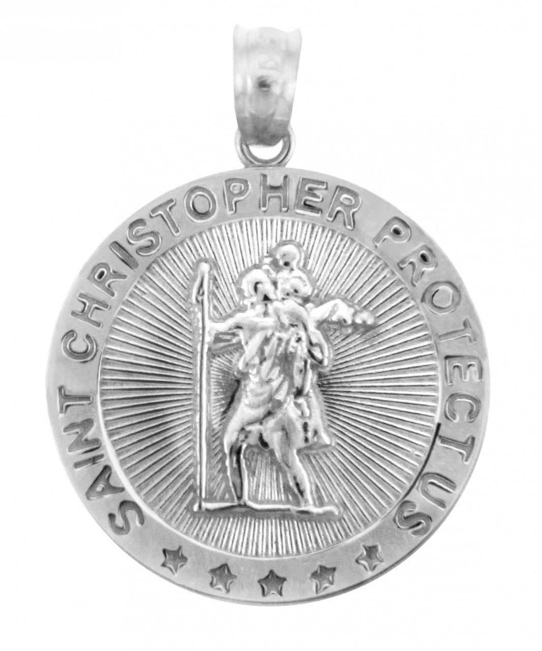 St. Christopher Sterling Silver Coin Pendant Necklace, view 2