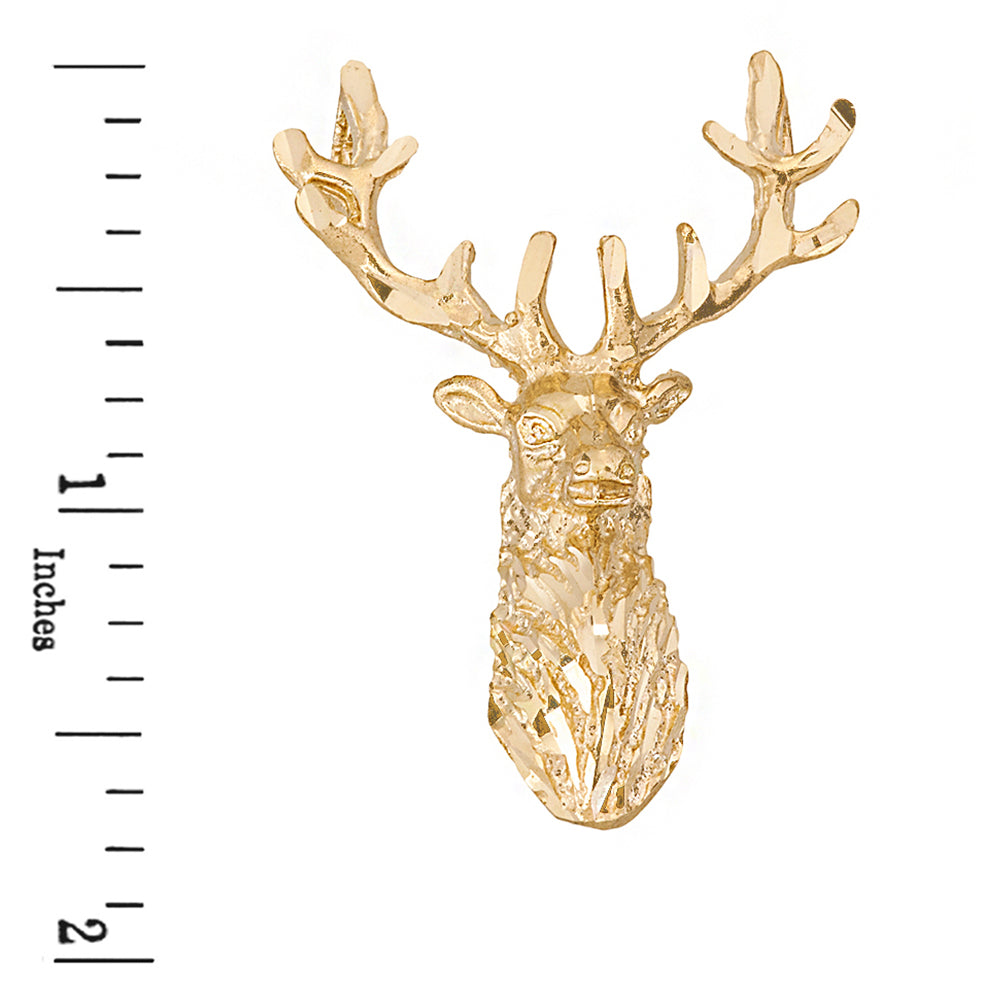 Stag Deer Head Pendant Necklace in Gold, view 4