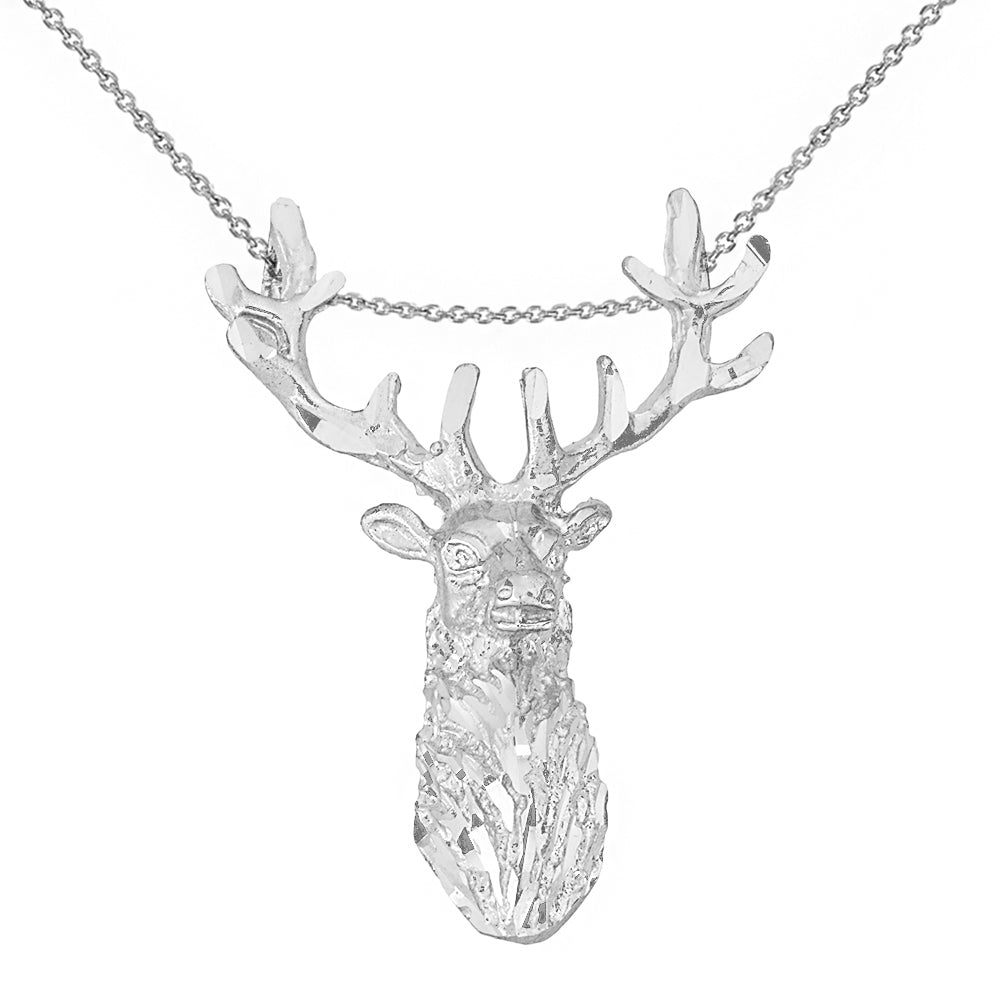 Stag Deer Head Pendant Necklace in Gold, view 8