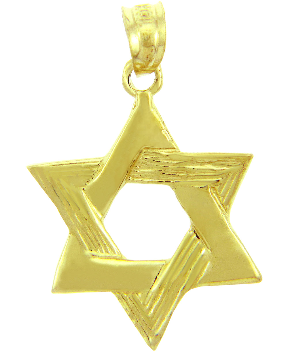 Star of David Textured Yellow Gold Pendant