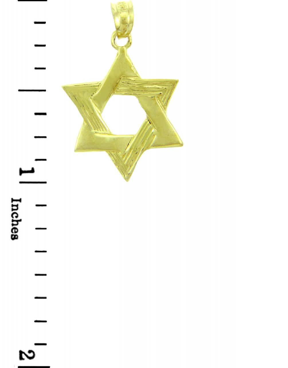 Star of David Textured Yellow Gold Pendant, view 2