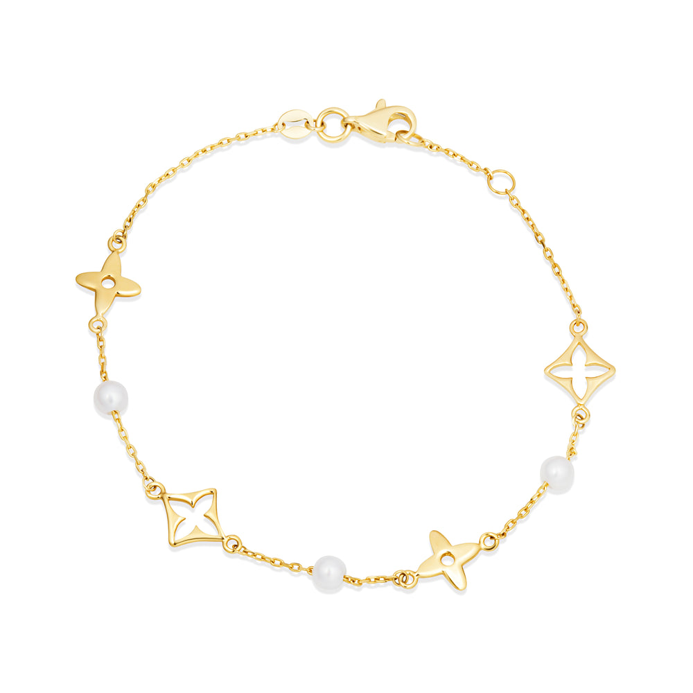 Star Pearl Bracelet in 14K Gold