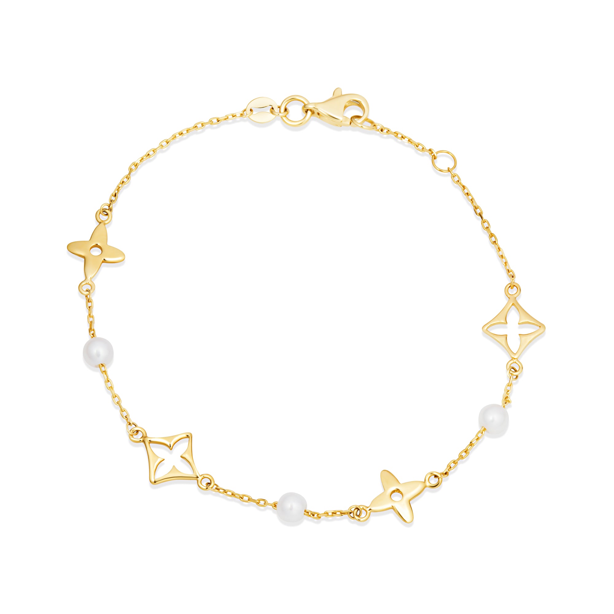 Star Pearl Bracelet in 14K Gold