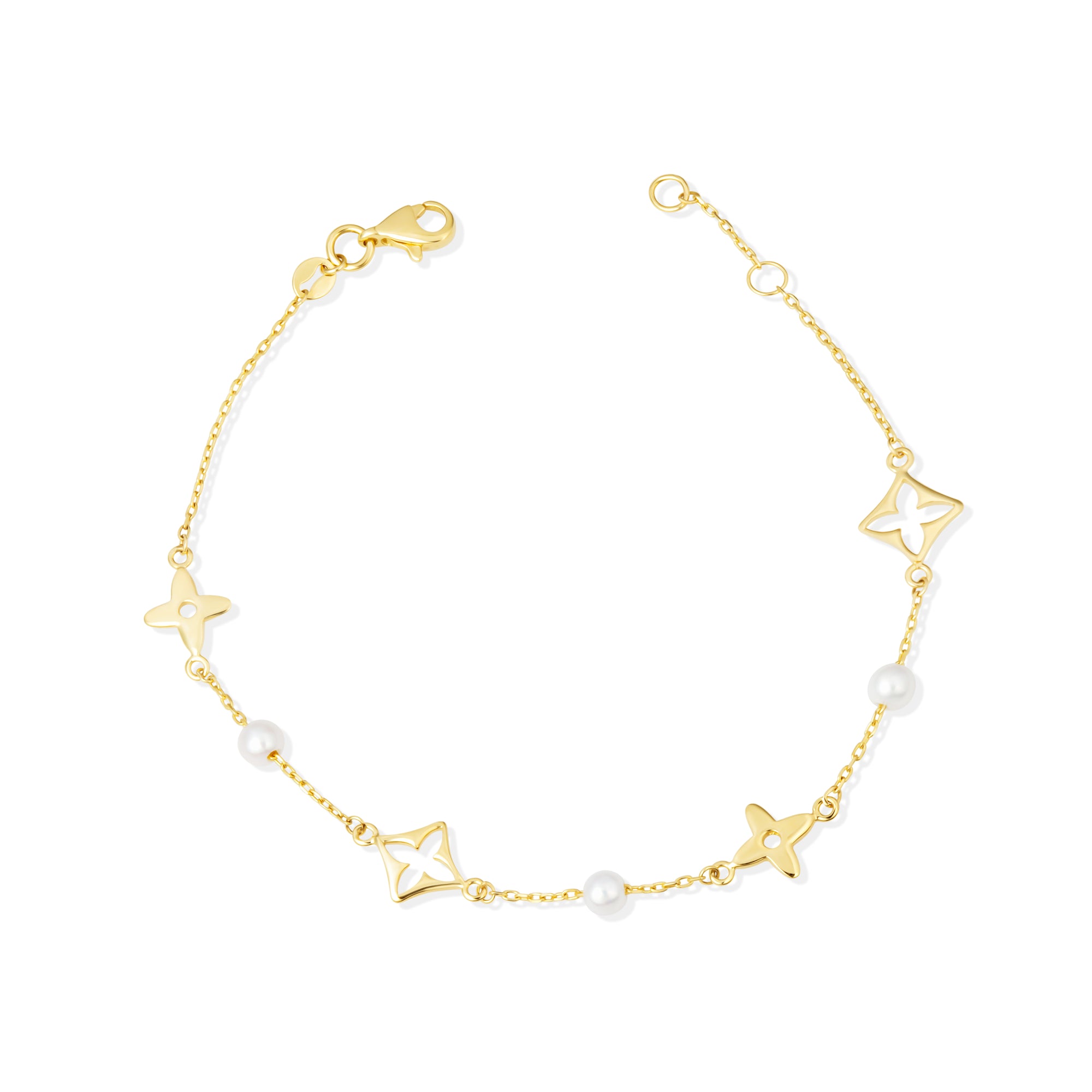 Star Pearl Bracelet in 14K Gold, view 4