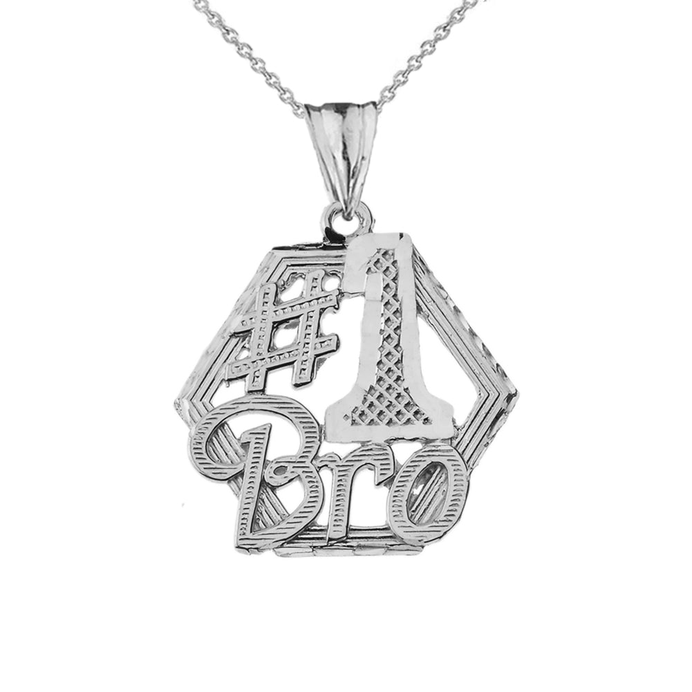 Sterling Silver #1 Best Brother Sibling Family Pendant Necklace