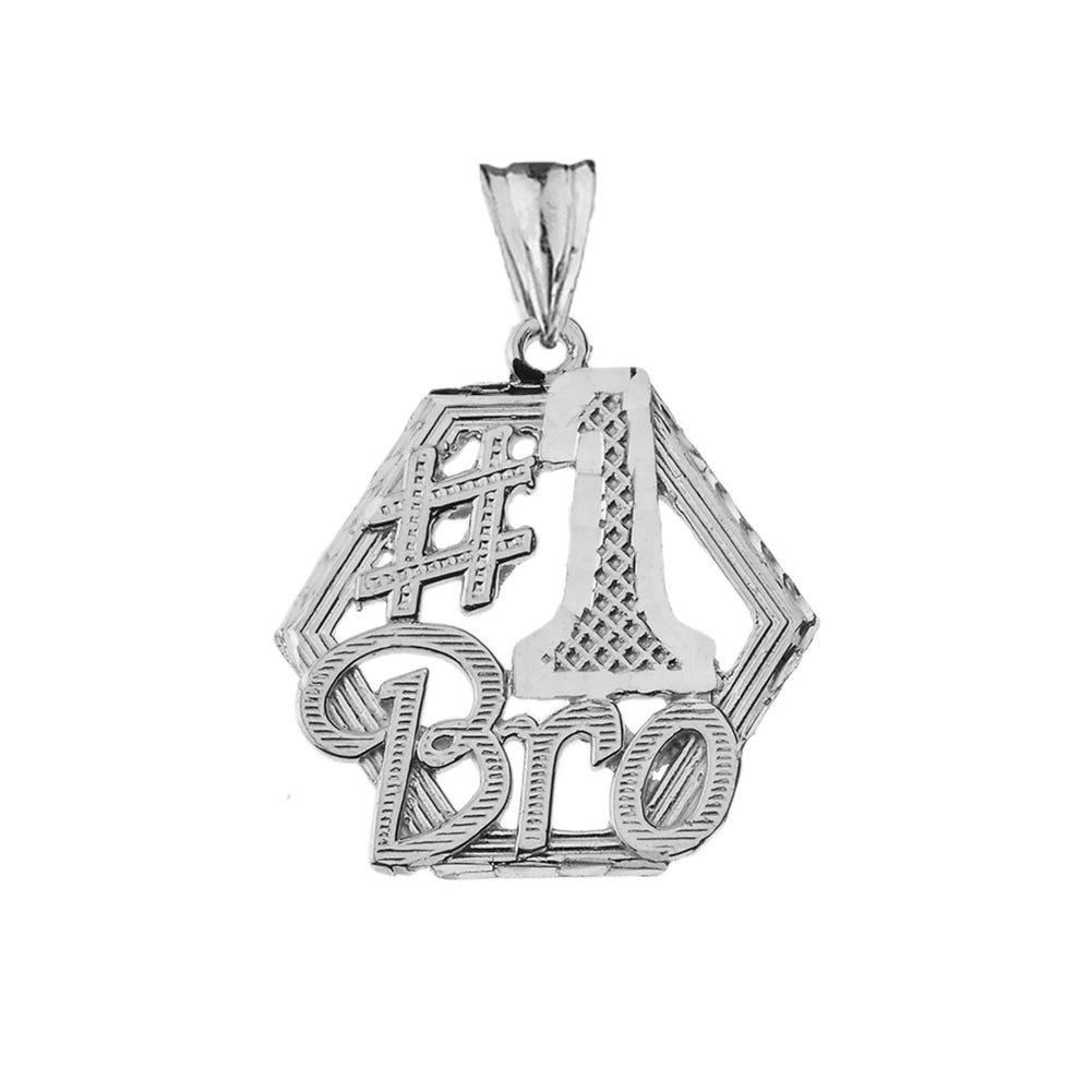 Sterling Silver #1 Best Brother Sibling Family Pendant Necklace, view 2
