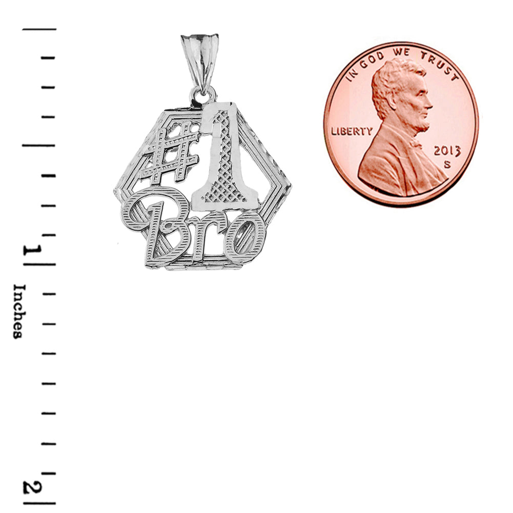 Sterling Silver #1 Best Brother Sibling Family Pendant Necklace, view 3