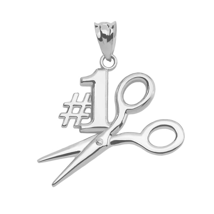 Sterling Silver #1 Hairstylist Pendant Necklace, view 2