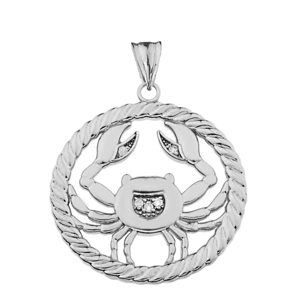 Sterling Silver 12 Astrological Diamond Zodiac in Rope Pendant Necklace, view 10