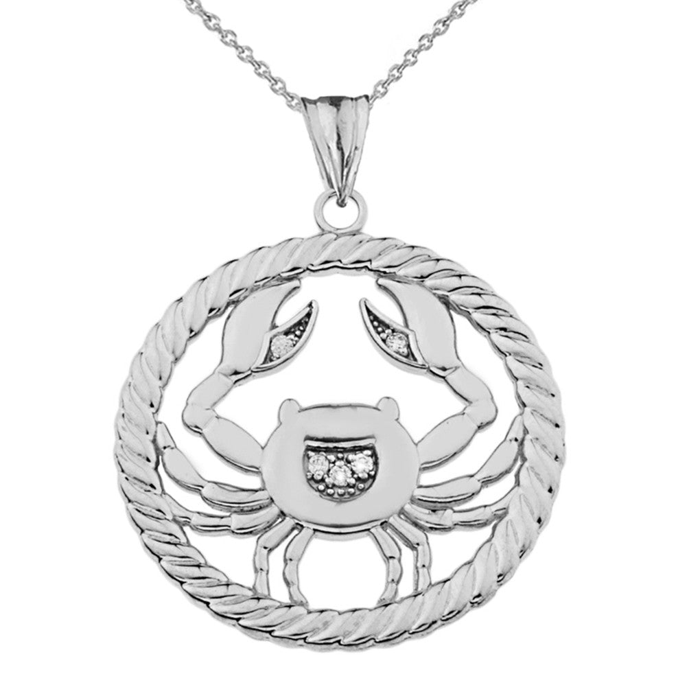 Sterling Silver 12 Astrological Diamond Zodiac in Rope Pendant Necklace, view 11