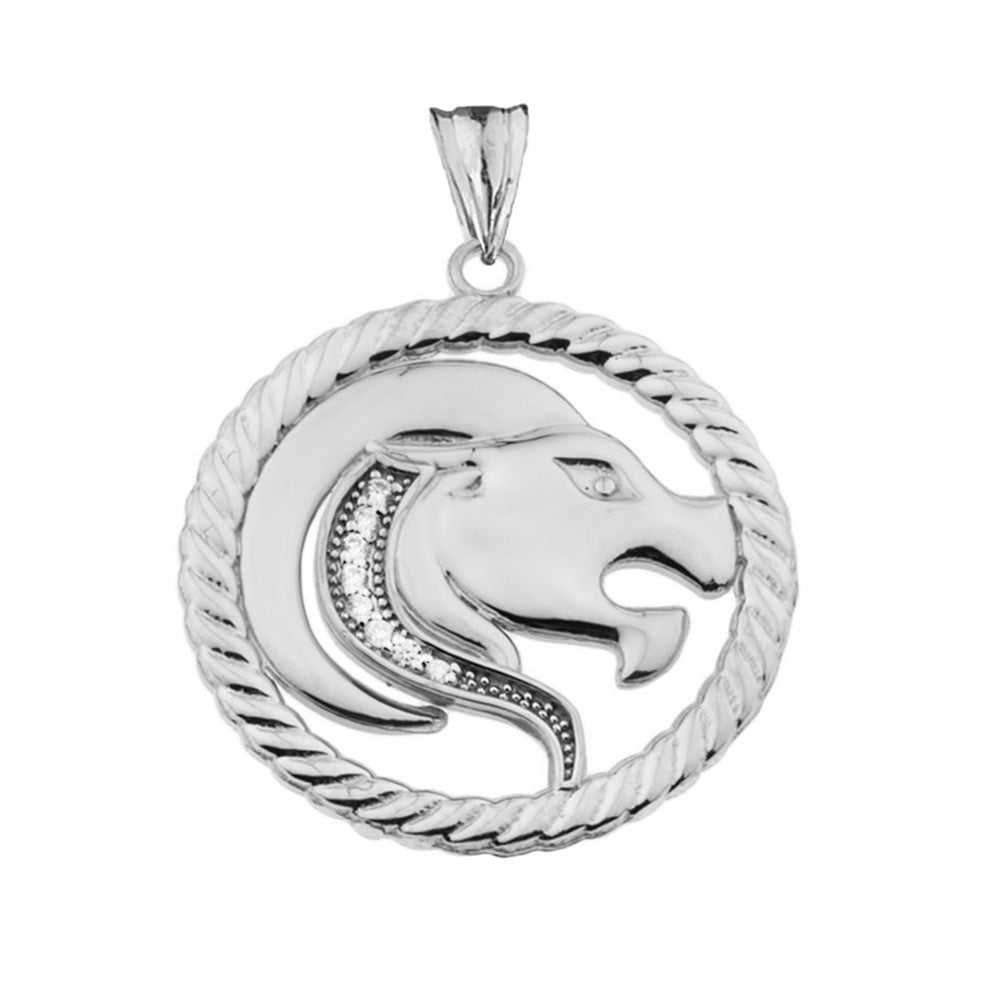 Sterling Silver 12 Astrological Diamond Zodiac in Rope Pendant Necklace, view 12