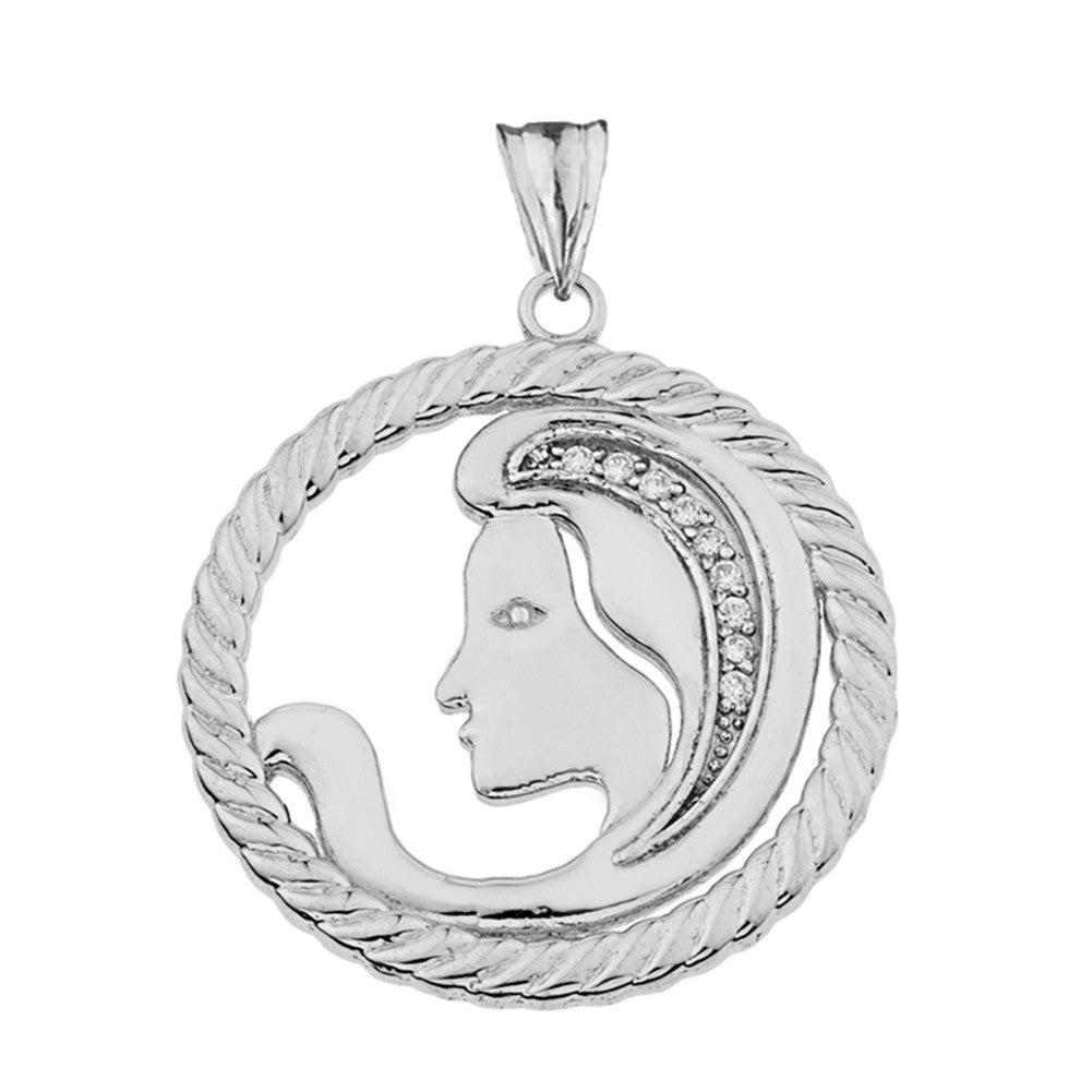 Sterling Silver 12 Astrological Diamond Zodiac in Rope Pendant Necklace, view 14