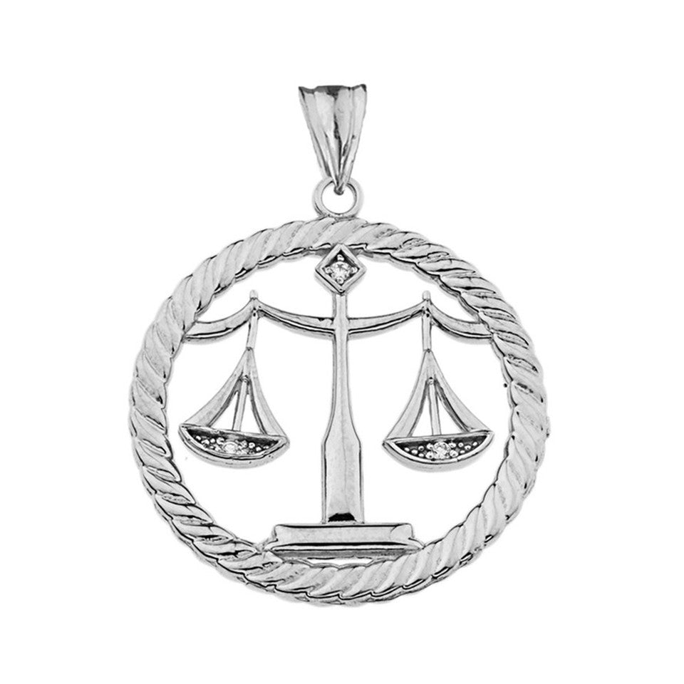 Sterling Silver 12 Astrological Diamond Zodiac in Rope Pendant Necklace, view 16