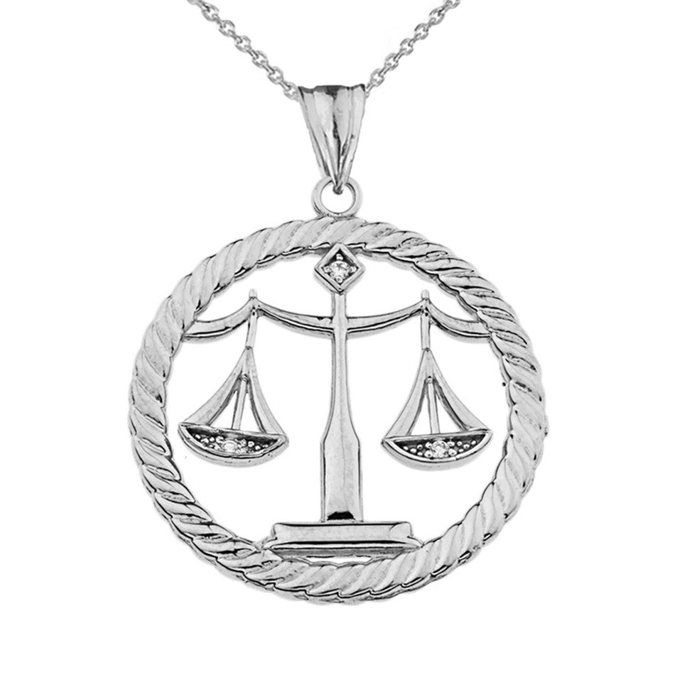 Sterling Silver 12 Astrological Diamond Zodiac in Rope Pendant Necklace, view 17