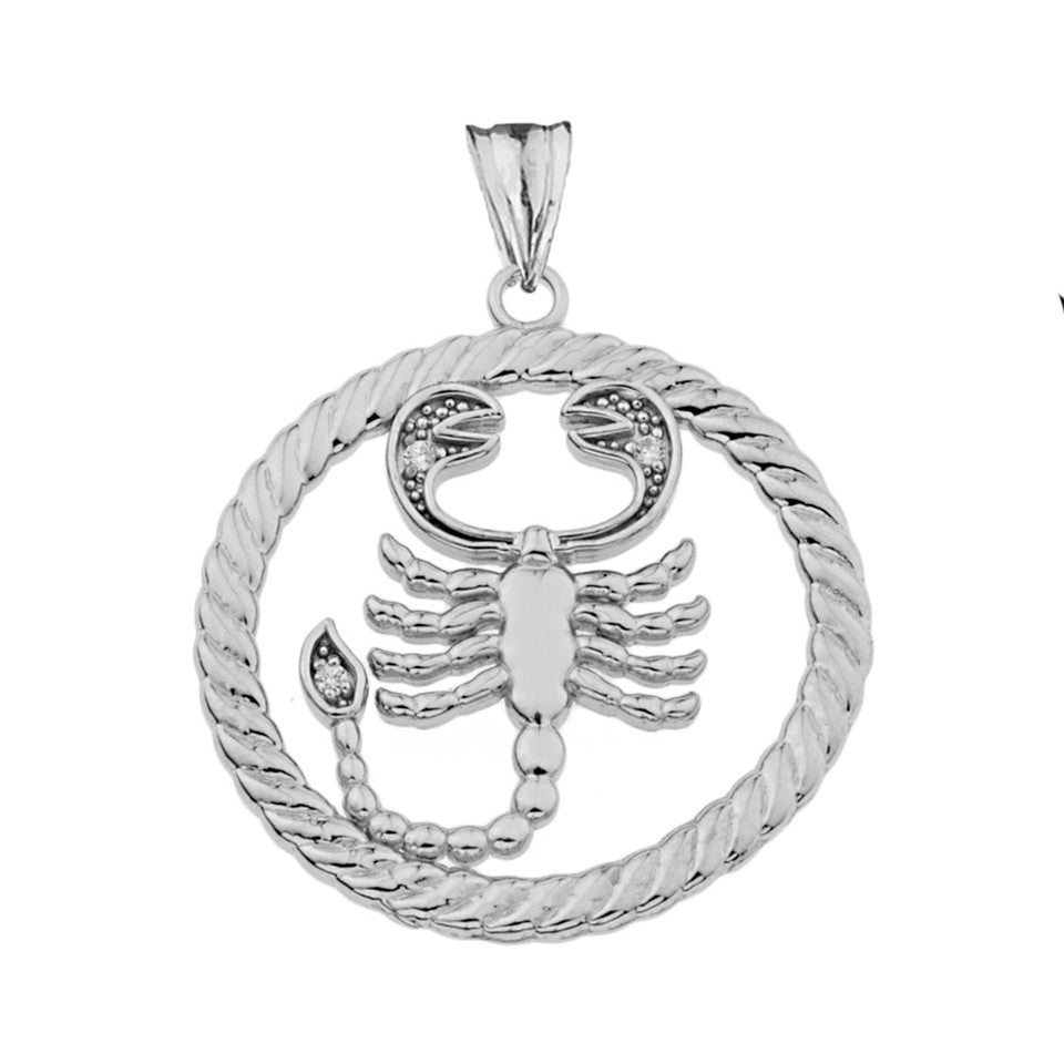 Sterling Silver 12 Astrological Diamond Zodiac in Rope Pendant Necklace, view 18