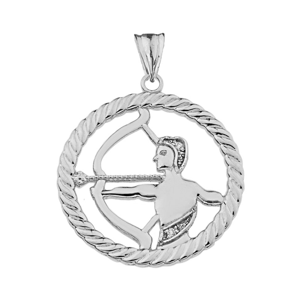 Sterling Silver 12 Astrological Diamond Zodiac in Rope Pendant Necklace, view 20